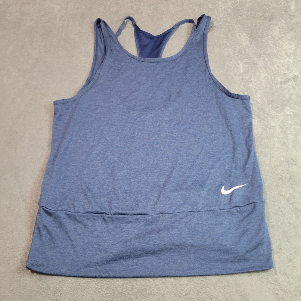 Nike Tank Top Womens Medium Blue Dri-FIT Training Racerback Mesh 90446029 Active